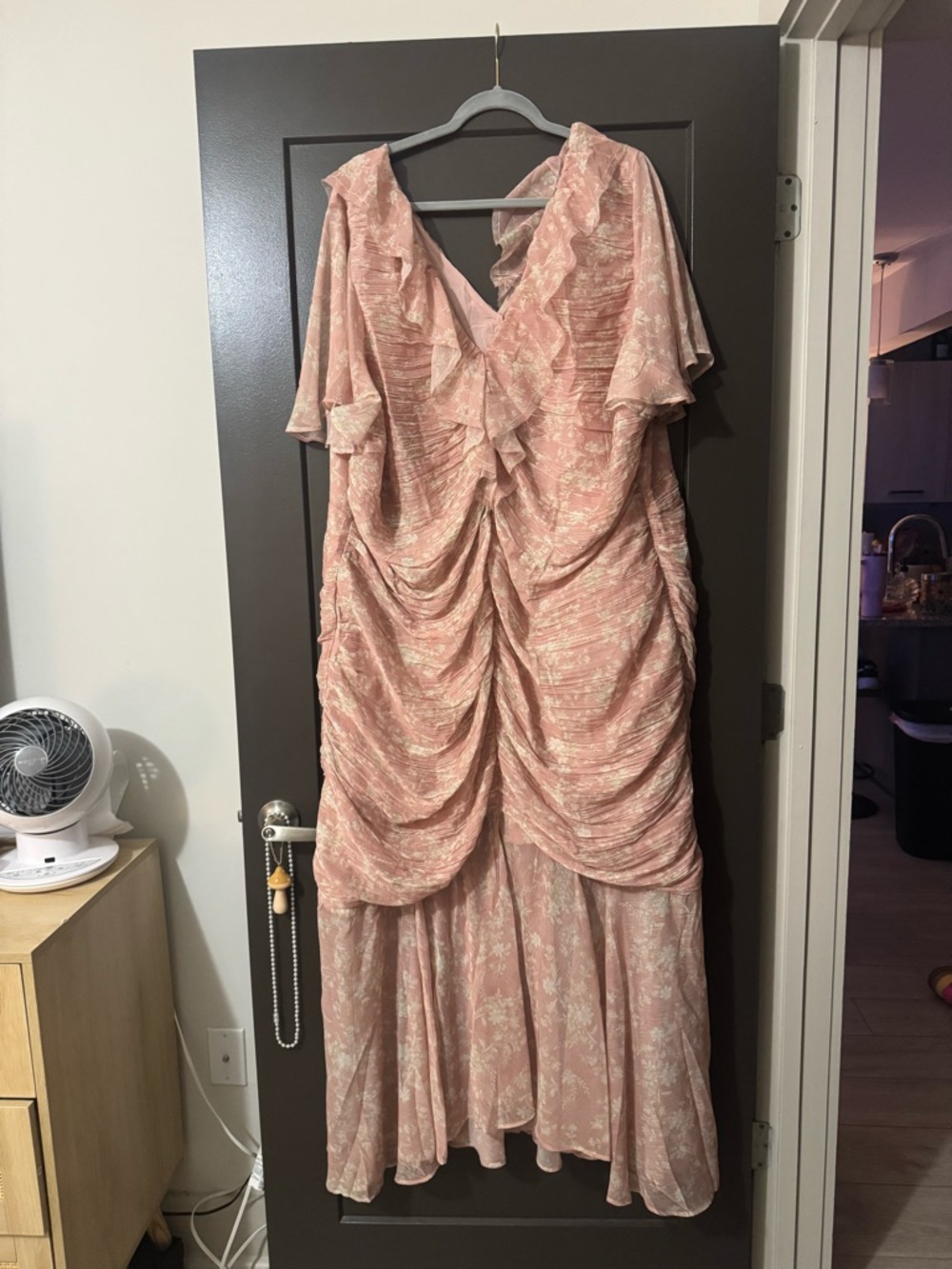 ASOS Curve Blush Pink Ruffled Maxi Dress